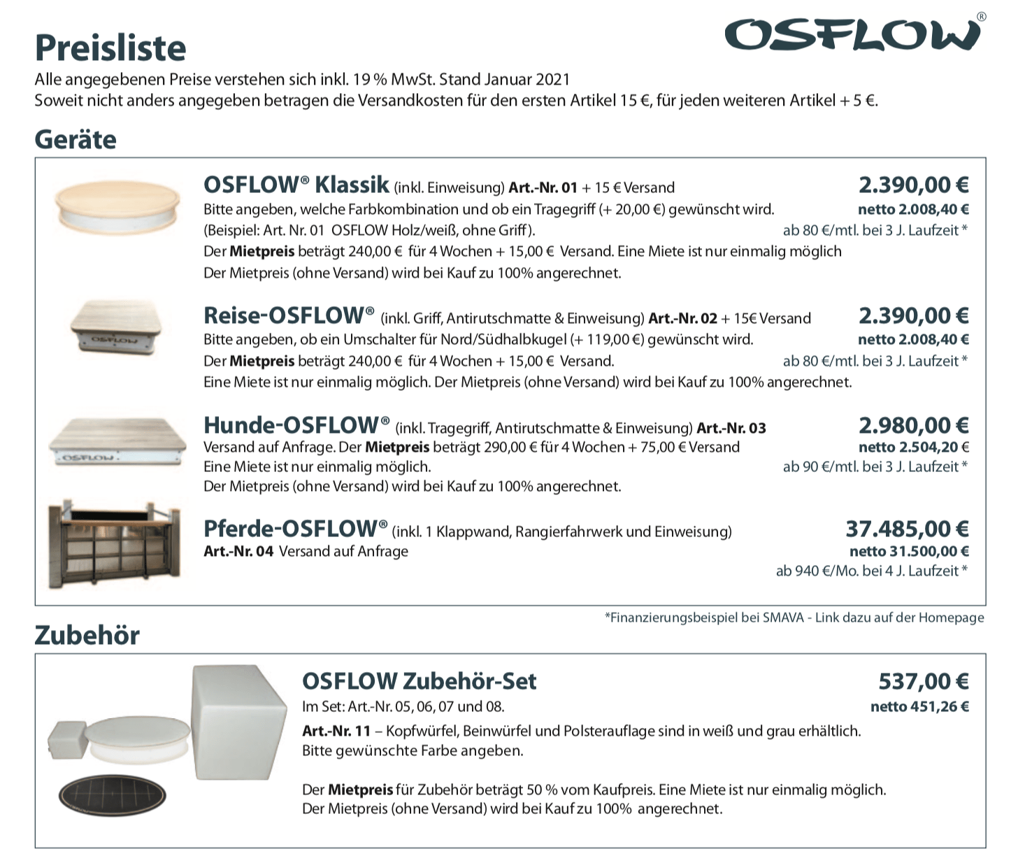 OSFLOW Price List (English)